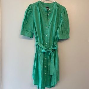 GAP Puff Sleeve Linen-Cotton Shirtdress